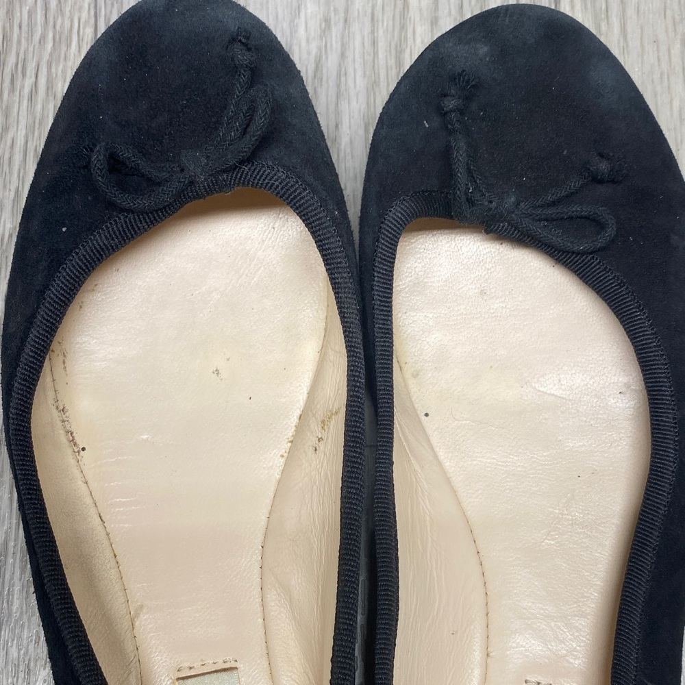 LK Bennett Black Suede Bow Ballet Flats - Picture 6 of 11